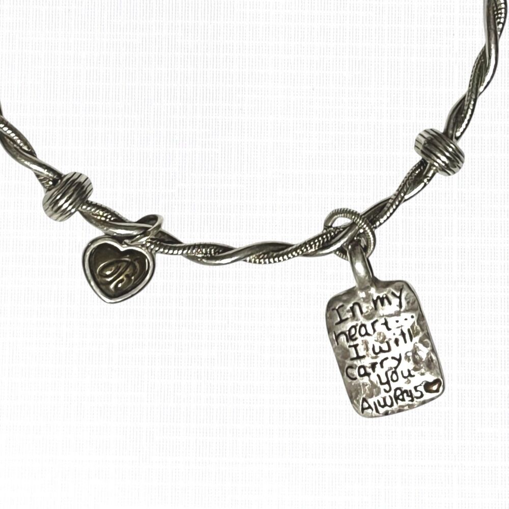 Brighton Bangle Bracelet In My Heart I Carry You Always Twist Hammered Charm